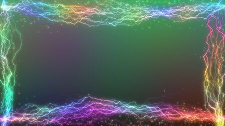 thunder frame and shiny particlesの写真素材