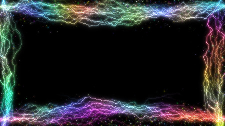 thunder frame and shiny particlesの写真素材
