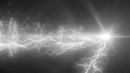 lightning beam and hoopsの写真素材