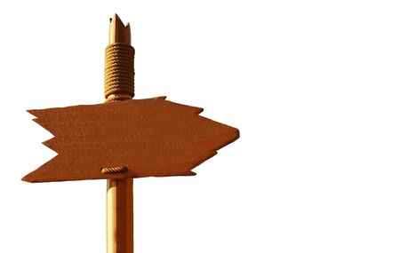 Handmade Wooden Signpost Isolated On White (with clipping path for easy background removing if needed)の写真素材