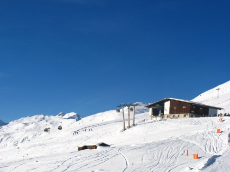 Top station of cable carの写真素材