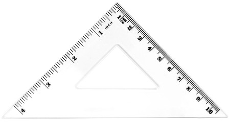 close up of ruler on white background with path