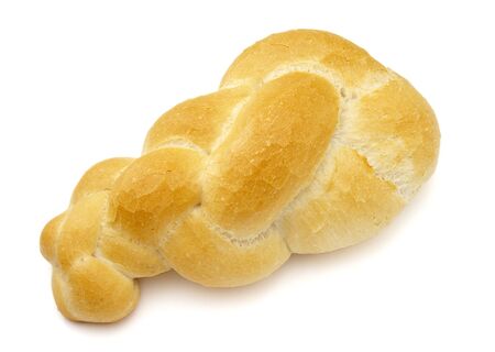 still life of bread loaf on white background with path