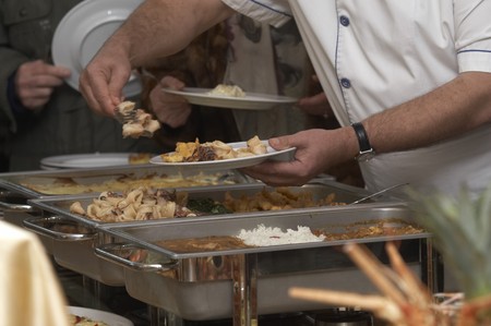 close up buffet table arrangement cattering