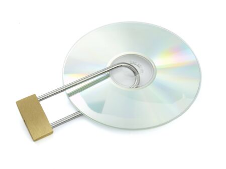 close up of locked cd on white backgroundの写真素材