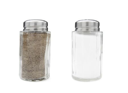 close up of salt and pepper on white background with pathの写真素材