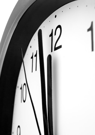 close up of clock on white background 