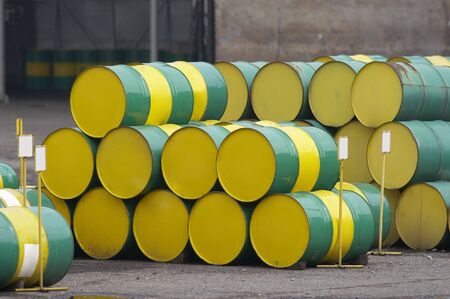 close up of industrial tanks of oil industry production
