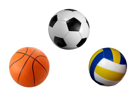 closeup of soccer, baskey and volley ball on white background. each one is a separate picture in full cameras resolutionの写真素材