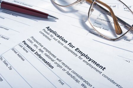 close up of application for employment document