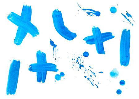 collection of colorful paint brush strokes on white background の写真素材