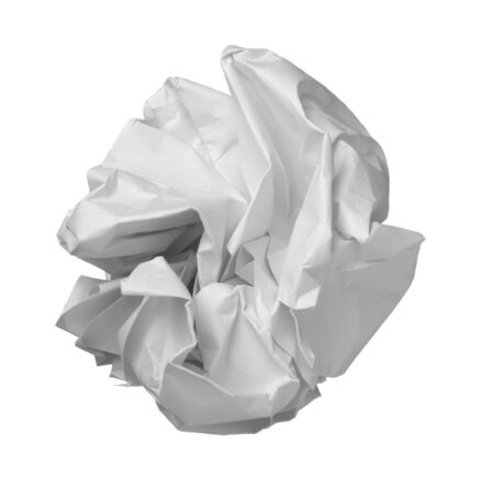 close up of ball of paper on white background の写真素材