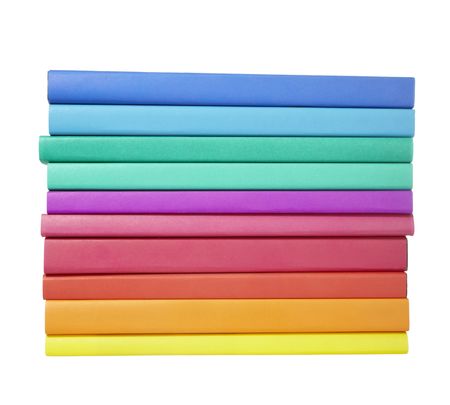 close up of stack of colorful booksの写真素材