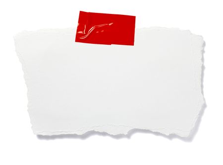 ripped white paper note on white background の写真素材