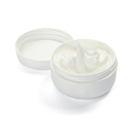 close up of white beauty cream on white background with clipping pathの写真素材