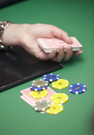 close up of casino cards and chipsのeditorial素材