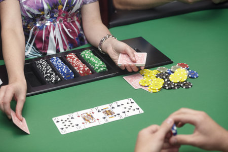 close up of casino cards and chipsのeditorial素材