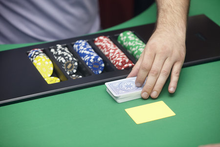 close up of casino cards and chipsのeditorial素材