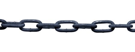 close up of metal chain part on white background