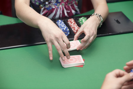 close up of casino cards and chipsのeditorial素材