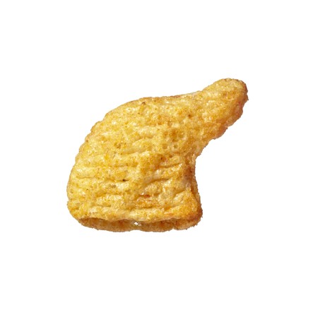 close up of potato chips on whote background 