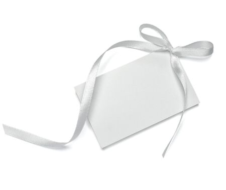 close up of  card note with ribbon の写真素材