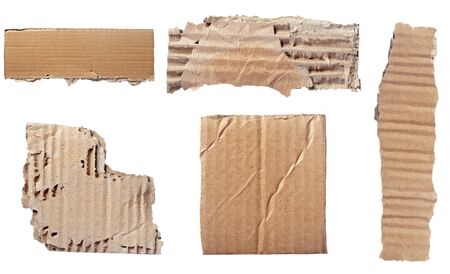 collection of  a cardboard pieces  on white background. each one is shot separately の写真素材