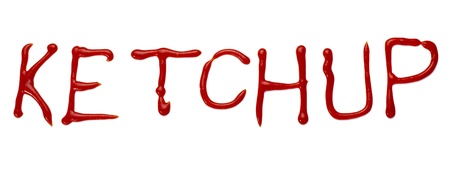 close up of  ketchup letters on white backgroundの写真素材