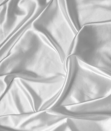close up of white silk textured cloth backgroundの写真素材