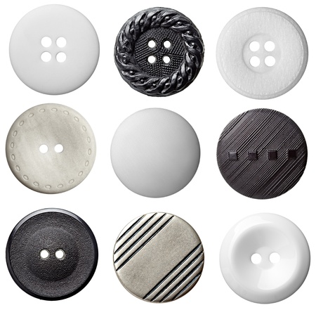 collection of various buttons on white background. each one is shot separatelyの写真素材