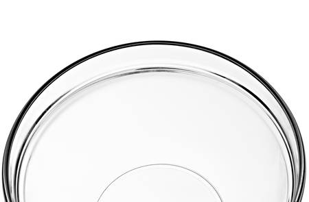 close up of a glass bowl on white background with clipping pathの写真素材