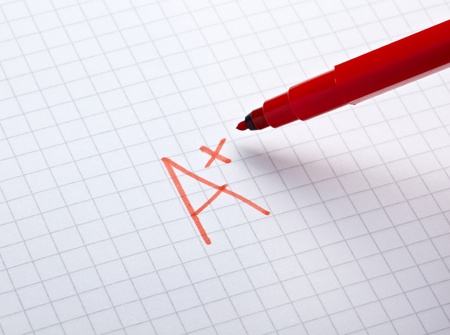 close up of grade a and math examinationの写真素材