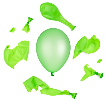 collection of various green baloons on white background. each one is shot separatelyの写真素材