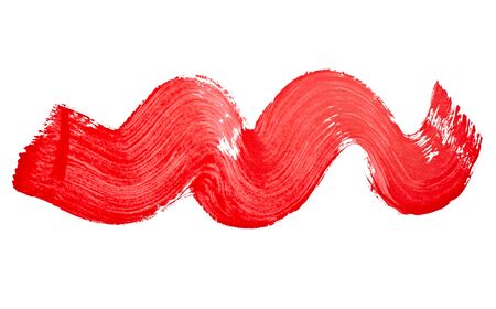 close up uf red paint line on white background with clipping pathの写真素材