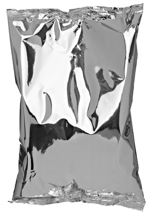 close up of an aluminum bag on white background with clipping pathの写真素材