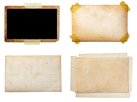 collection of various  old photos on white background. each one is shot separatelyの写真素材