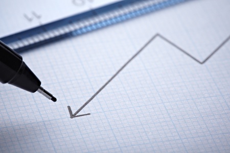 close up of a finance graph on an office deskの写真素材