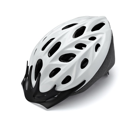 close up of  a cycling helmet on white background with clipping pathの写真素材