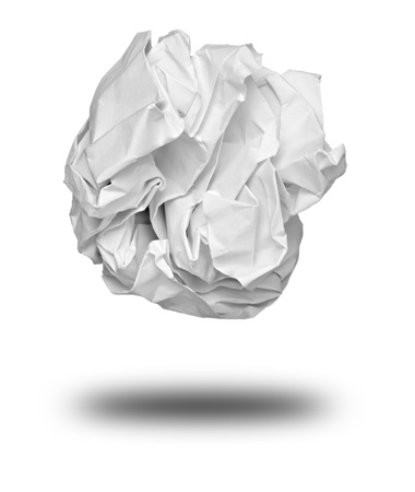 close up of a paper ball on white backgroundの写真素材