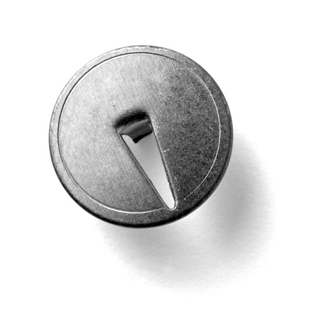 close up of a pushpin on white background 