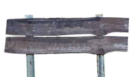 close up of an empty wooden sign on white background の写真素材
