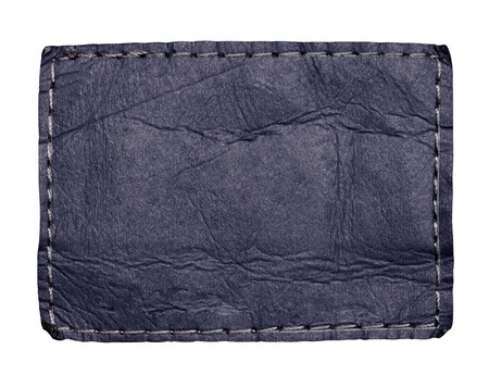 close up  of a jeans label on white background with clipping path