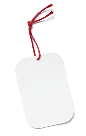 close up of blank price label on white background with clipping pathの写真素材