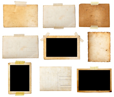 collection of various  old photos on white background. each one is shot separatelyの写真素材