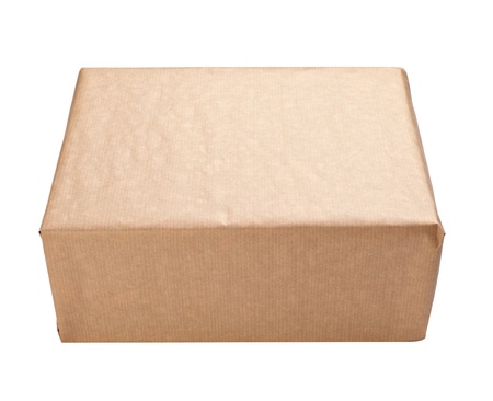 close up of a wrapped box on white background