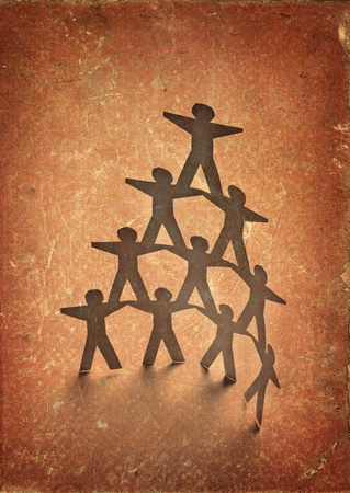 close up of  paper people on white background の写真素材