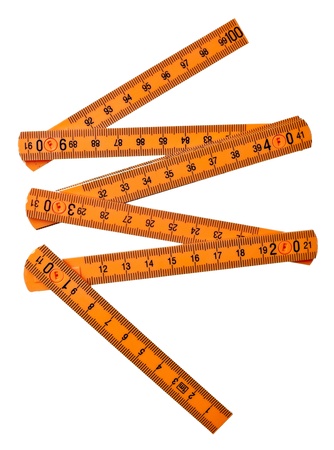 close up of  a carpentry ruler on white background の写真素材