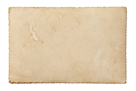 close up of an old photo on white background with clipping path