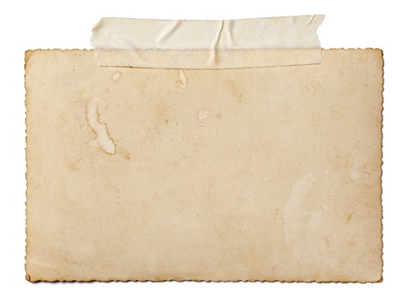 close up of an old photo on white background with clipping pathの写真素材