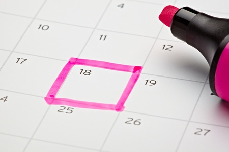 close up of a calendar and a markerの写真素材